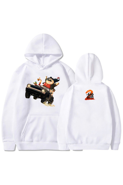 Tarzsokak Λευκό The Bad Guys 2 Φούτερ με Κουκούλα Μακρυμάνικο Φλις Χαλαρό Καθ...