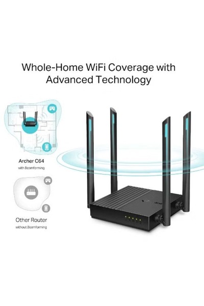 TP-LINK Archer C64 AC1200 Wireless MU-MIMO Wi-Fi Router Black Dual Band