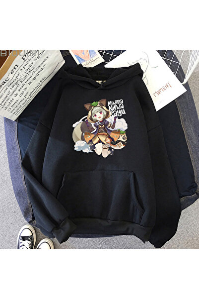 Tarzsokak Desen animat negru Genshin Impact Sayu Kawaii în stil japonez de st...