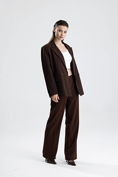 KIKU Kadın Oversize Düğmeli Blazer Ceket