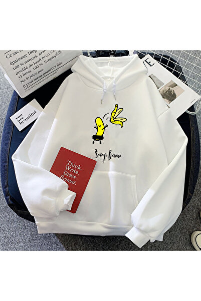 Tarzsokak White Bare Banana Fun Anime Hanorace cu gât rotund Trendy high sok