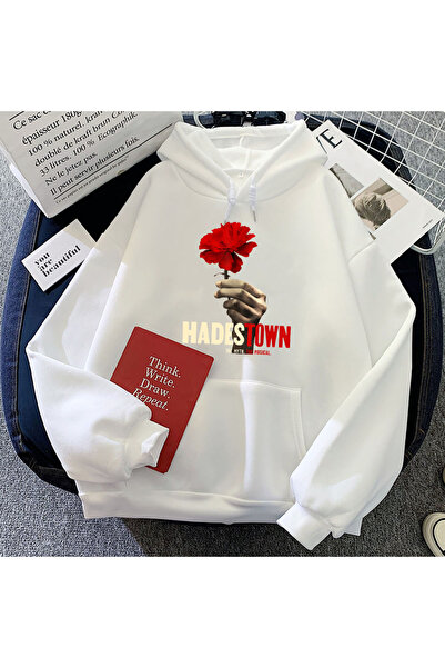 Tarzsokak Λευκά Μουσικά Φούτερ Hadestown για τον Χειμώνα, με Καθημερινή Στάμπ...