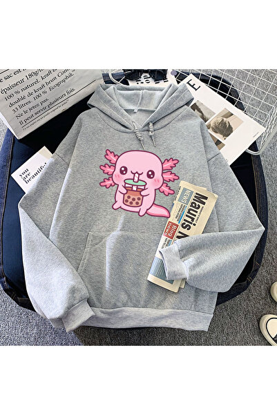 Tarzsokak Сив аксолотъл, ядящ балончета чай Млечен чай Качулки Анимационни гр...