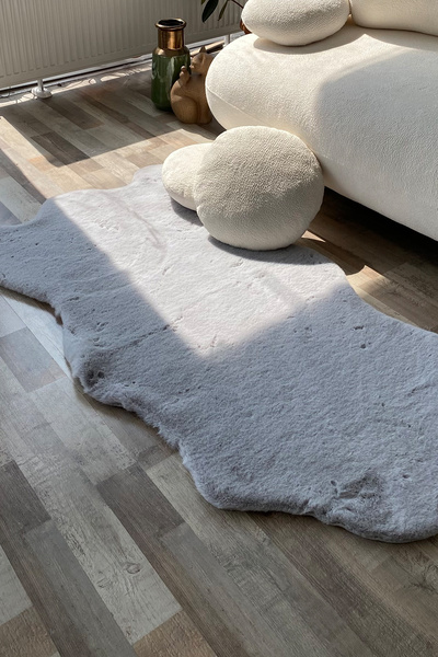 Aybek Rug Tavşan Tüyü Post Peluş Ultra Yumuşak Post Puffy Gri
