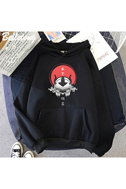 Tarzsokak Μαύρο Avatar Son Airbender Hoodie Cute Kawaii