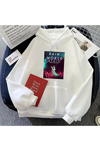 Tarzsokak White Slug cat game rain world Hoodies desen animat grafic