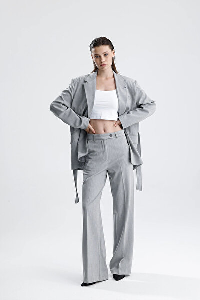 KIKU Kadın Kuşaklı Oversize Blazer Ceket