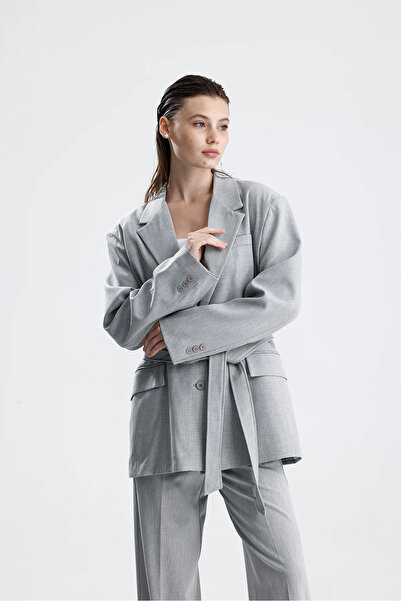 KIKU Kadın Kuşaklı Oversize Blazer Ceket