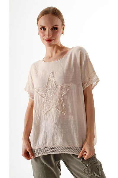 shE tekstil Starry Sequined Linen Blouse