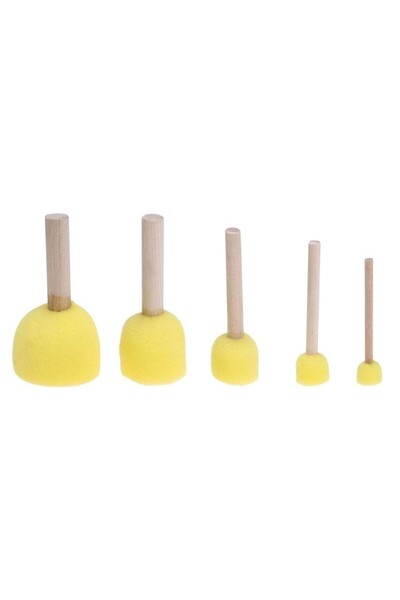 PROCART Set of 5 decoupage brushes, various sizes, wood and sponge, yellow