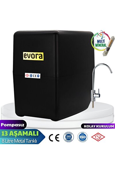 Evora 13 Aşamalı 8 Lt Çelik Tanklı Pompasız Multimineralli Su Arıtma Cihazı P...