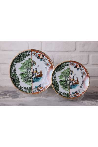 FERMATO طقم 12 قطعة من أطباق الكيك والتقديم من البورسلين لـ 6 أشخاص، سلسلة Hy...