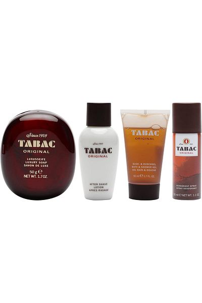 Tabac Original QUATTRO SET After shave lotion, Bath & shower gel, soap, Deo spray