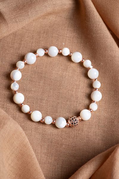 OSMANLI DEĞERLİ TAŞ Certified -Hematite Natural Stone Zircon Apparatus Bracelet 6-8 mm