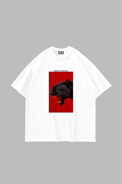 Bak Moda Moć tame Štampano Oversize kroj unisex bela majica