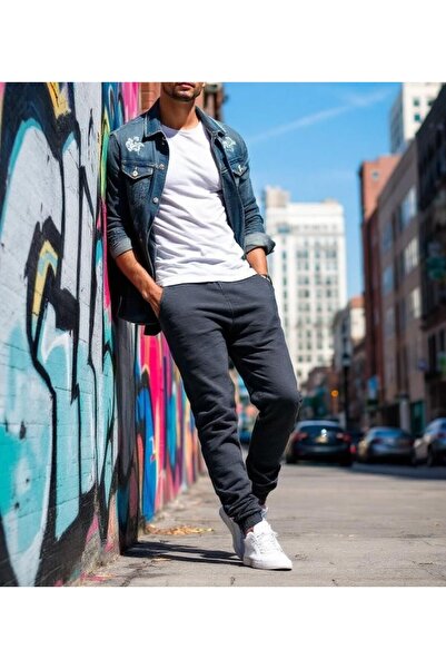 THE WHITE بنطال رياضي نسائي من المطاط باللون الفحمي