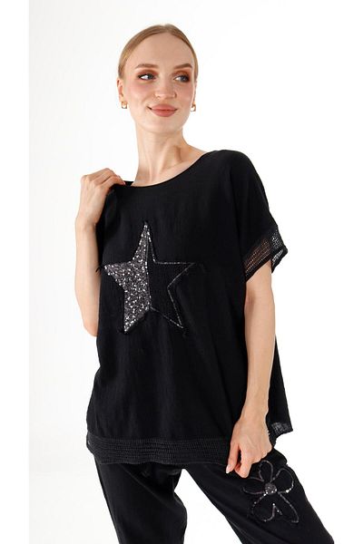 shE tekstil Starry Sequined Linen Blouse