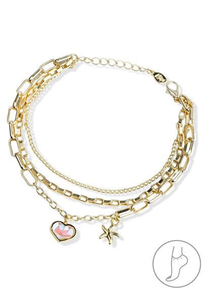 Klips Concept خلخال متعدد السلاسل على شكل قلب ونجمة بحر