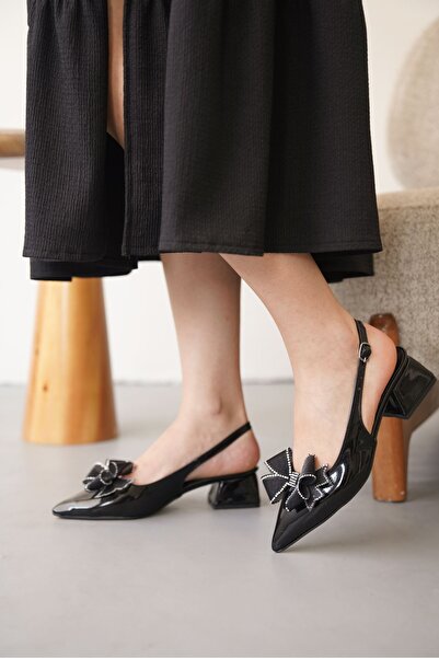 GOFFSHOES Kadın Howen Kısa Topuklu Ayakkabı - siyah-rugan