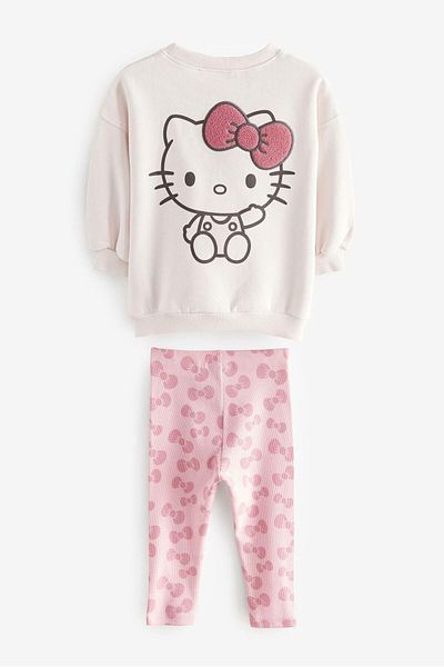 Magu Girls' Cotton Powder Sweatshirt and Patterned Leggings Set – Bow Design