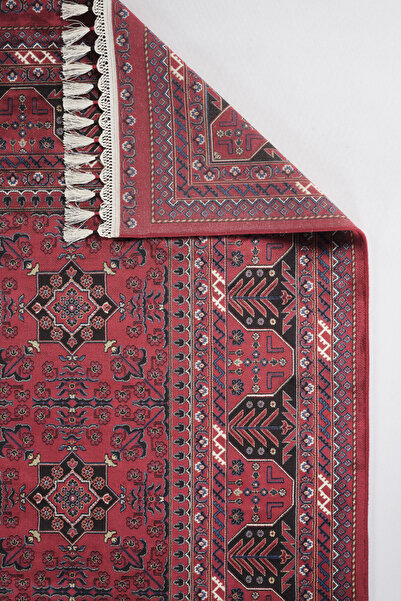 Apex Halı Burj 8731 Bordo Afgan Desenli Viskon 170 Tarak Dokuma Sıklığı Özel Tezgah Üst Kalite Halı
