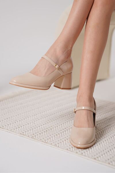 Zerenyus Slay Premium Nude Patent Leather Women's Heeled Shoes