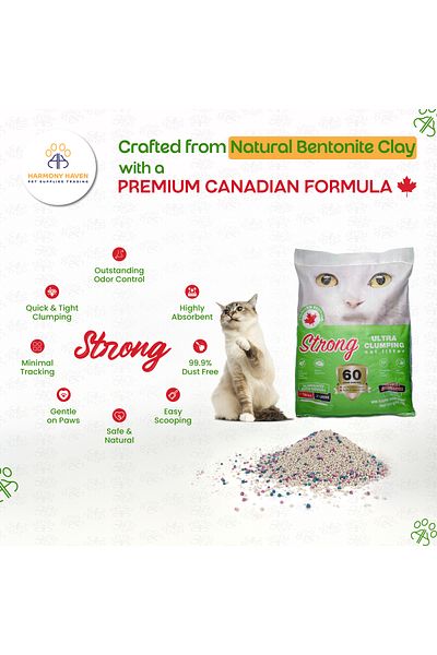 Strong 25L Apple Clumping Cat Litter, Odor Control, Canadian Formula, Dust-Free, Multi-Cat