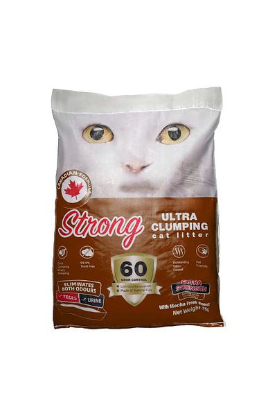 Strong 25L Coffee Clumping Cat Litter, Odor Control, Canadian Formula, Dust-Free, Multi-Cat