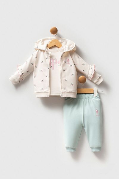 U.S. Polo Assn. U.S. Polo Assn Baby Girl Ecru Baby Sets