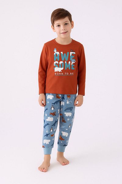 Rolypoly Boy's Orange Pajama Set
