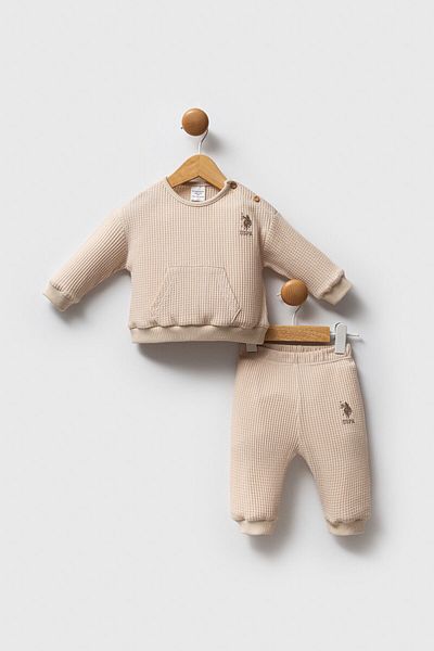 U.S. Polo Assn. U.S. Polo Assn Baby Boy Beige Baby Sets