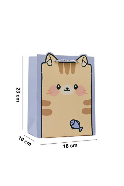 repro design 18x23 İpli Karton Hediye Çantası – Sevimli Figürlü Çocuk Parti ve Doğum Günü Çantası 1 Adet Model:8