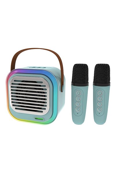 OEM Boxă portabilă cu 2 microfoane, wireless, Bluetooth V5.3, karaoke, lumini LED dinamice RGB