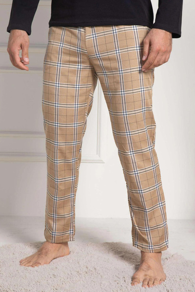 Mavelle Men's Black Plaid Large Size Pajama Set 3053