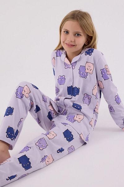 Rolypoly Girl's Purple Shirt Pajama Set