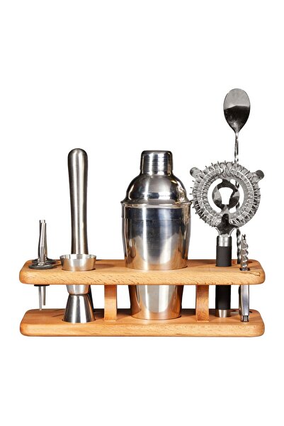 Generic Brand Bar Set with Wooden Stand