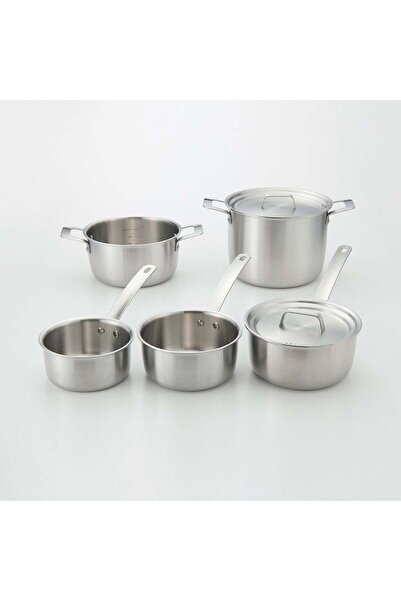 Muji Stainless Aluminium 3-Layer Steel Milk Pan, W 36 x 13 cm, 1.5 L, Silver