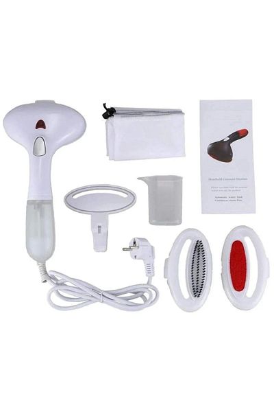 Denx مكواة بخار محمولة DX3002 بقوة 1500 واط، قاعدة ستانلس ستيل، 4 رؤوس قابلة للتبديل، وحقيبة سفر.