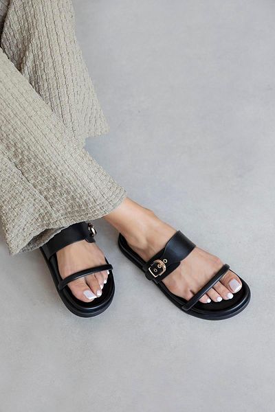 STRASWANS Zeus Γυναικεία Πόρπη Λεπτομέρεια Daily Comfort Δερμάτινες Παντόφλες Μαύρες
