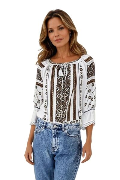 rody's forever Bluza dama RA25 alb/maro , marimea 2XL