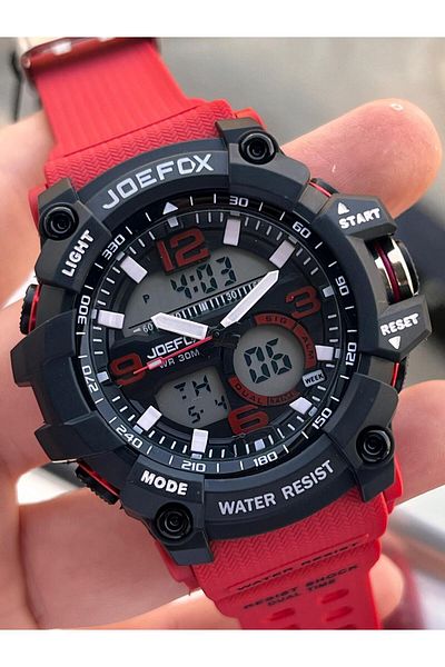 Joefox Digital and Analog 2 Years Warranty Chronometer+Calendar+Alarm+Lighting Men's Wrist Watch Joe.Bk05