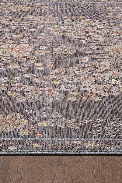 venucci home & living Frezia Floral Bambu Polyester Oturma Odası Salon Mutfak Halısı Eskitme Çiçekli Vintage Halı