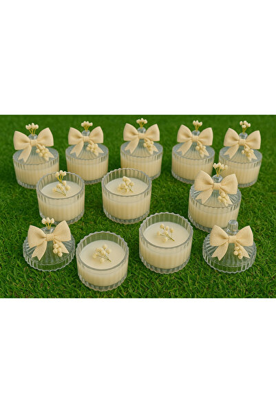 Handmade Düğun ,nişan ,söz hediyelik mika kutu mum 15 adet