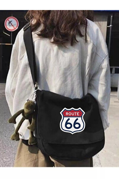 Gofeel Black Cars Route 66 Printed Unisex Messenger Bag with Strap