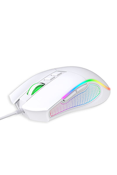 Claw's Crossfire V1 12800 Dpi Full Wide RGB Özel ABS Doku & Kablolu Gaming Mouse - Beyaz