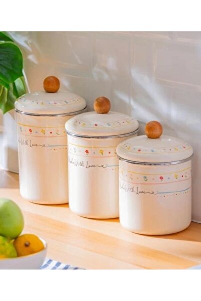 ACAR Made With Love 3 Parça Kavanoz 1650/1500/1100 ml TKEBT Beyaz