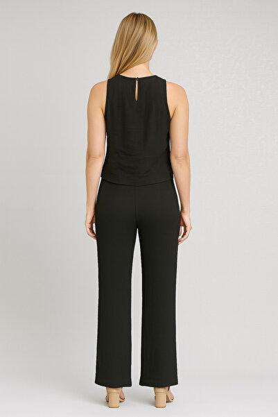 VENA Μπλούζα Crew Neck Crinkle - ΜΑΥΡΗ