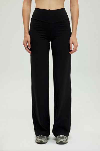 SHEISMONO Comfort High Waist Straight Cut Trousers Black