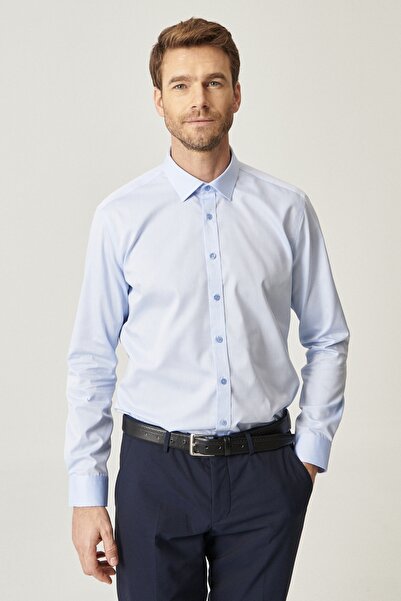 ALTINYILDIZ CLASSICS Erkek Açık Mavi Ütü Gerektirmeyen Non-Iron Slim Fit %100 Pamuk Gömlek