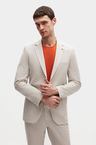 Twn Slim Fit Mink Seersucker Suit
